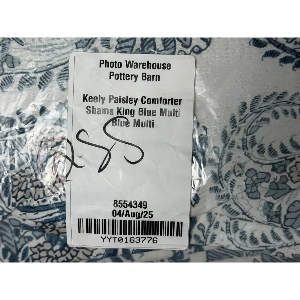 Pottery Barn Keely Paisley Comforter King Pillow Sham - Sample Pull